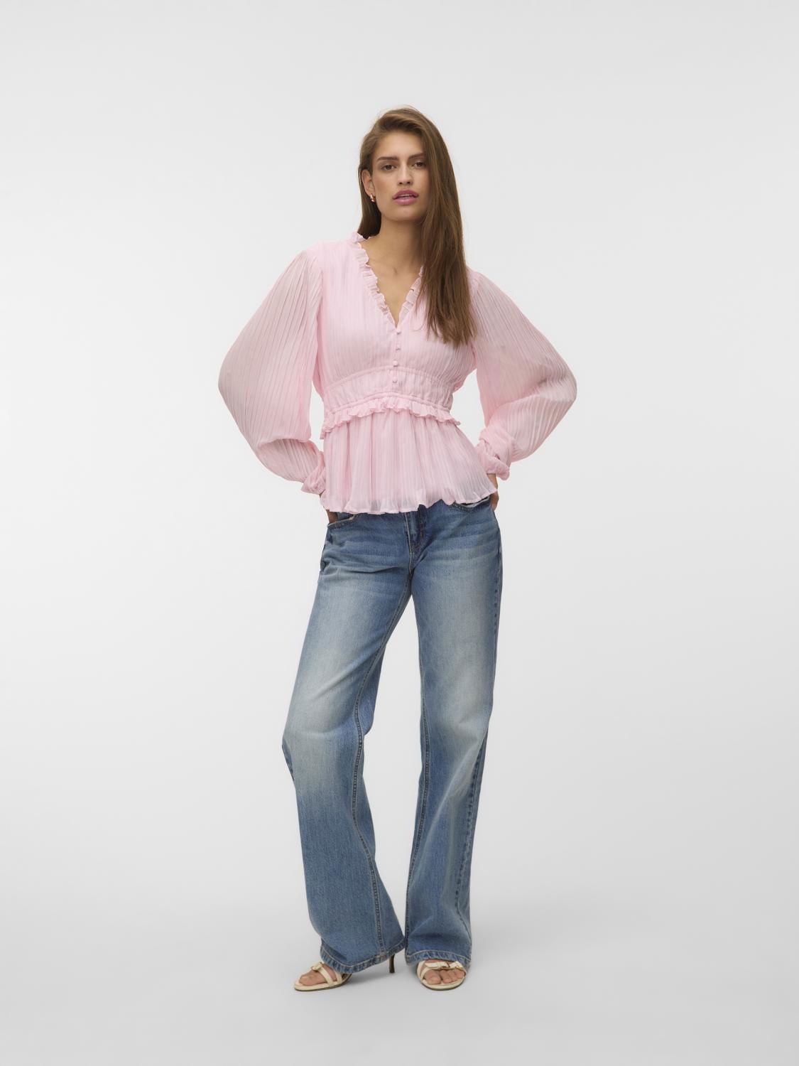 Vmdora Ls Detail Plisse Top Wvn Exp