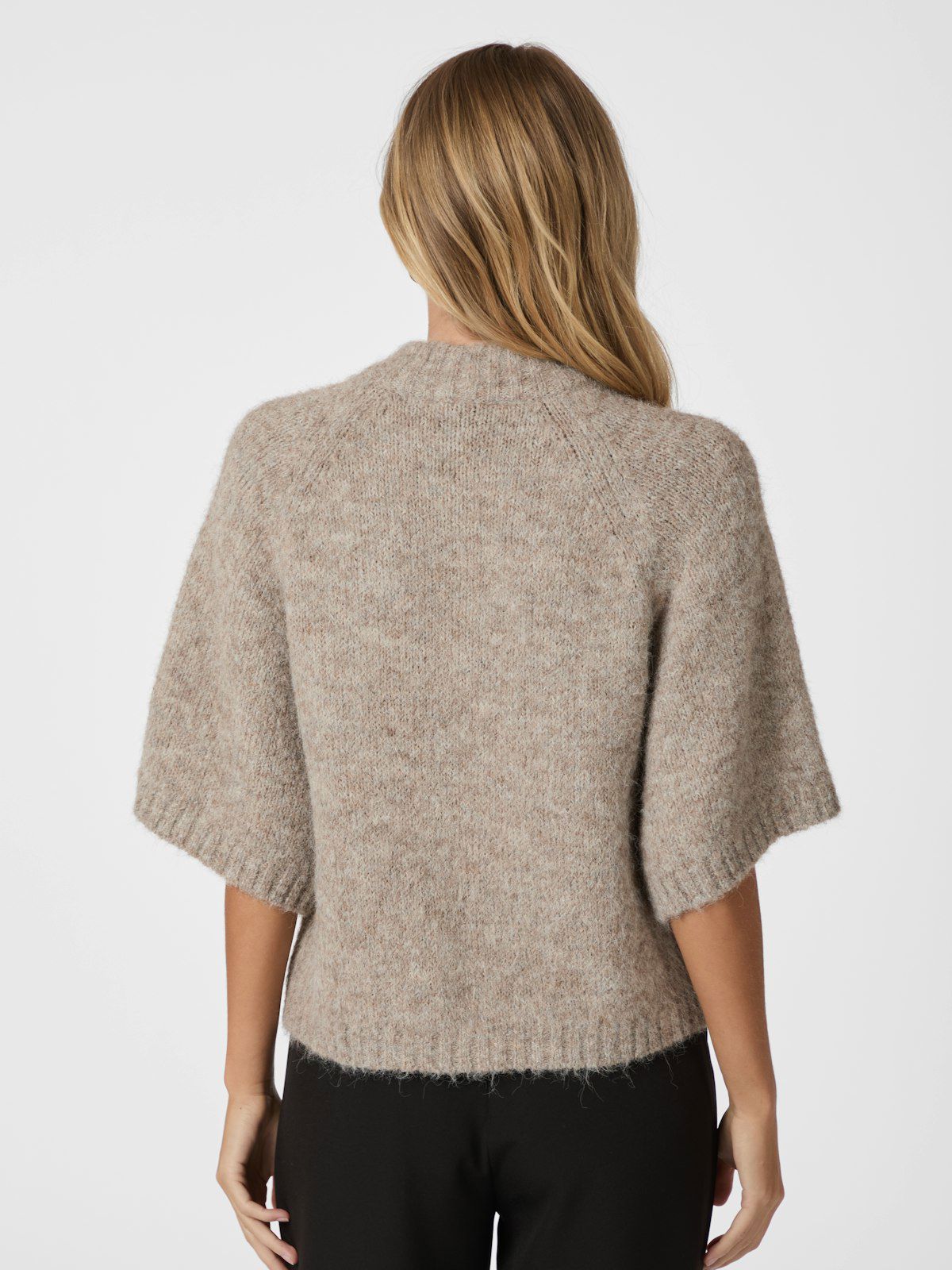 BENUTA FLUFFY KNIT CARDIGAN BEIGE MELANGE