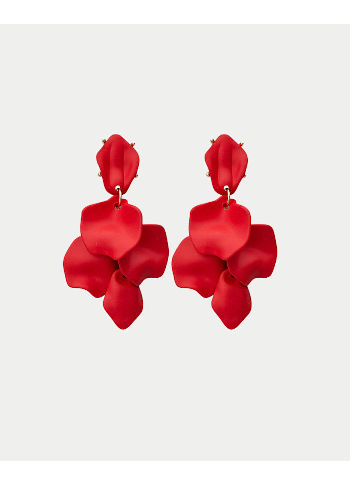 Leaf Earrings Matt Red