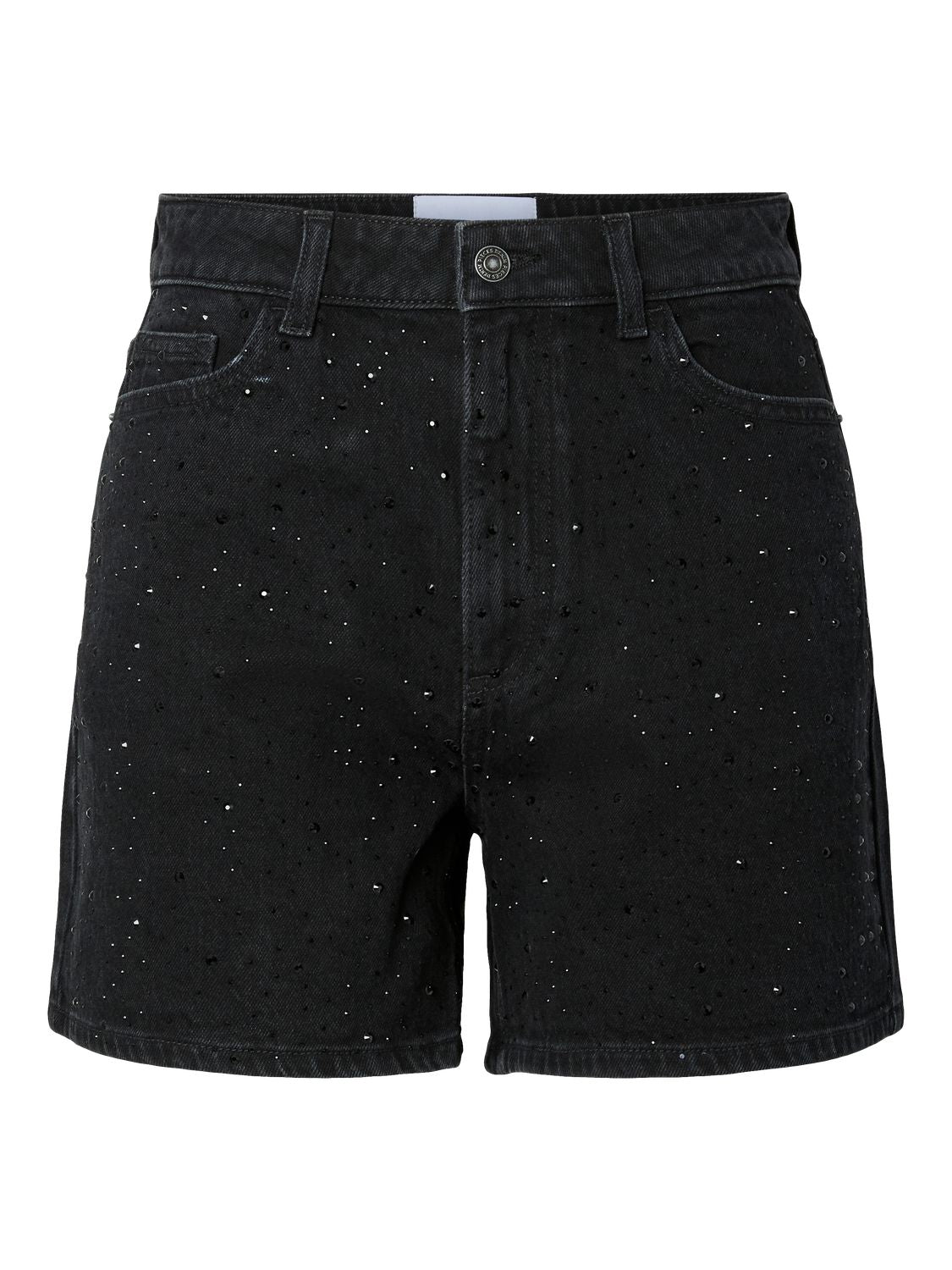 PCGABI HW RHINESTONE DENIM SHORTS BC Black Denim/black rhinestone