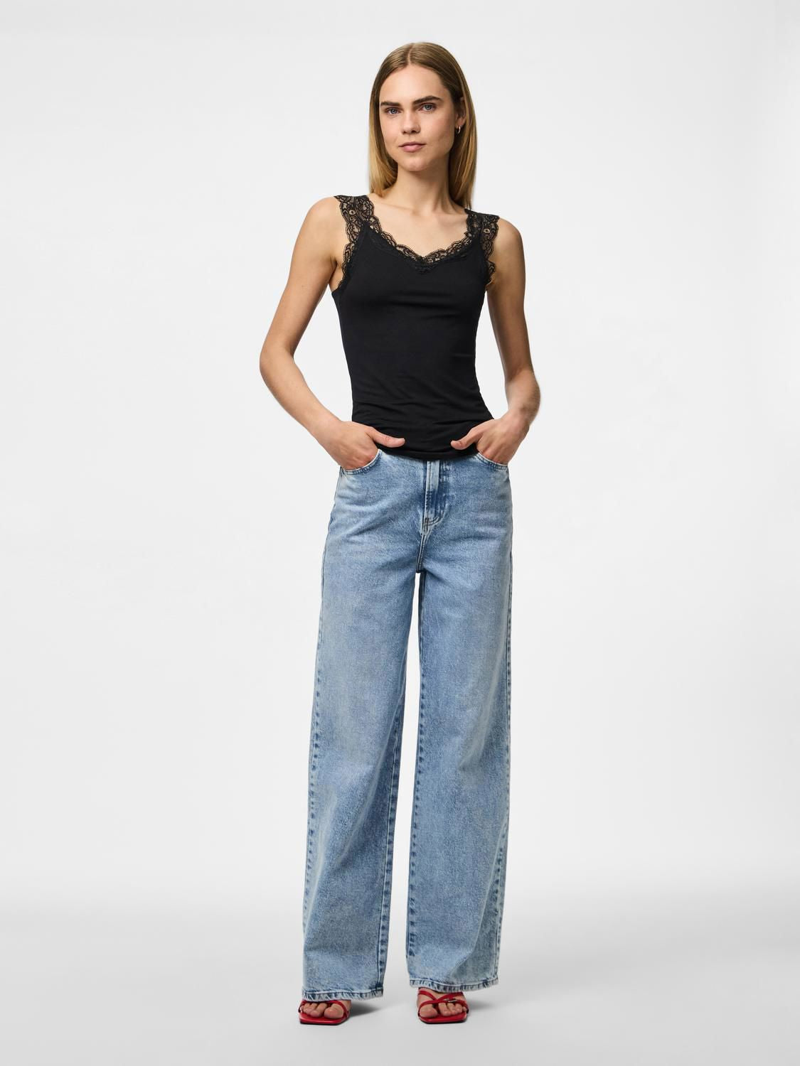PCBARBERA LACE TOP NOOS BC Black