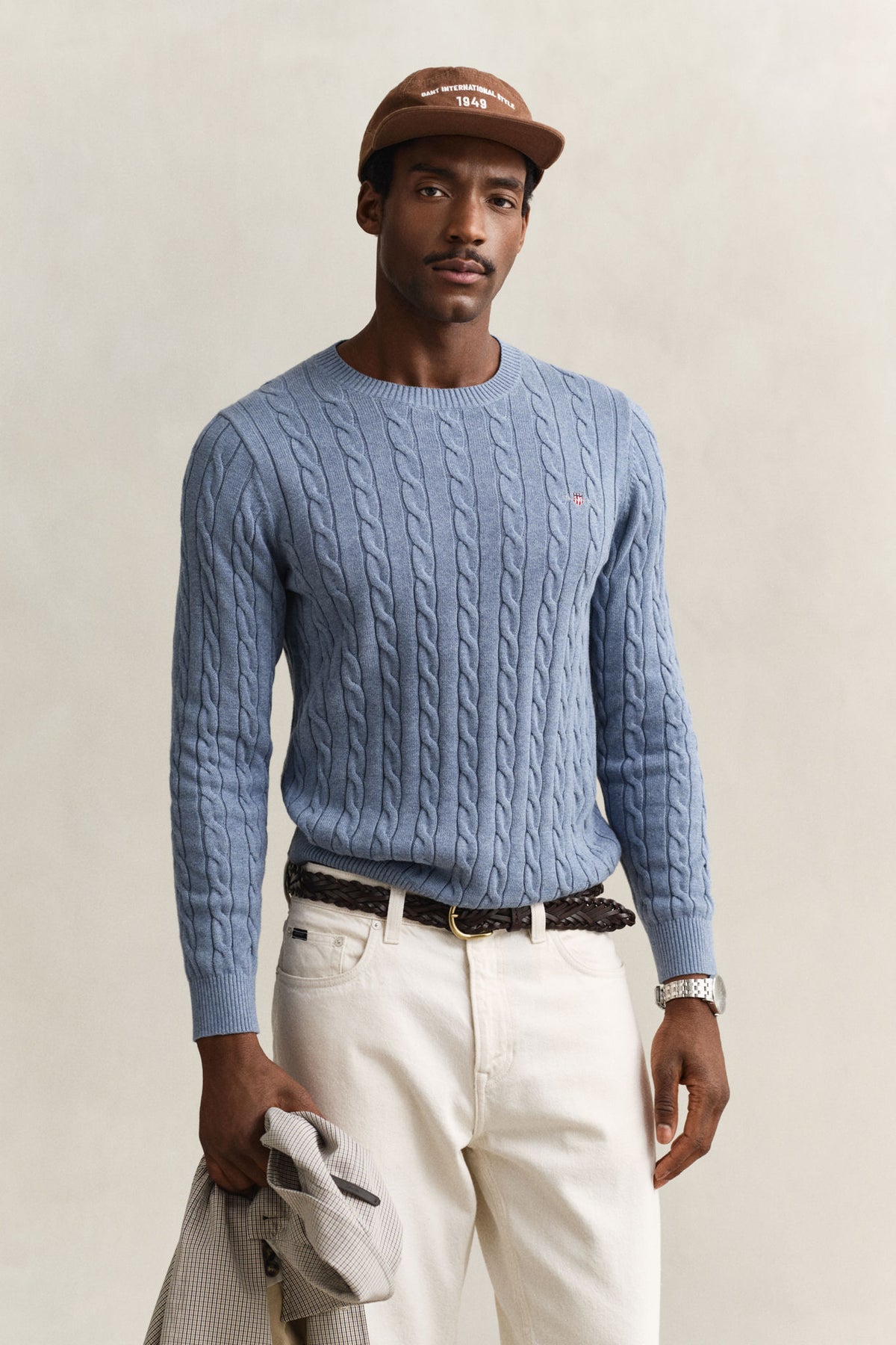COTTON CABLE C-NECK 8050601 FADED DENIM