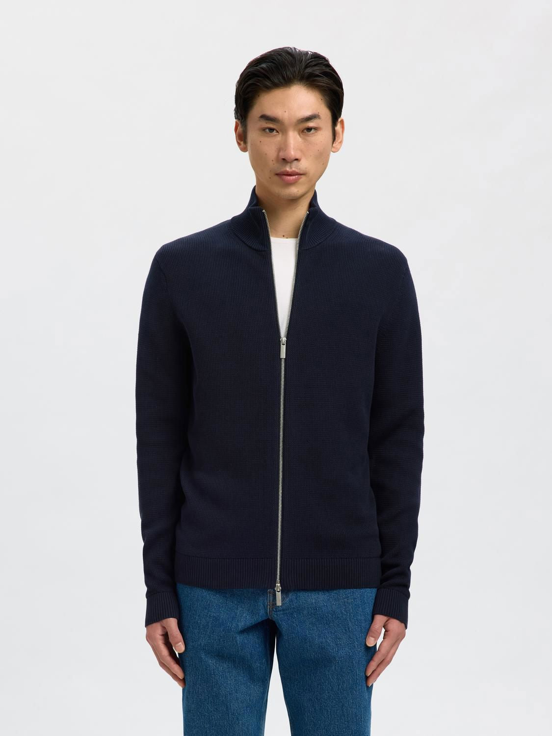 Slmdane Ls Knit Reg Struc Full Zip Noos