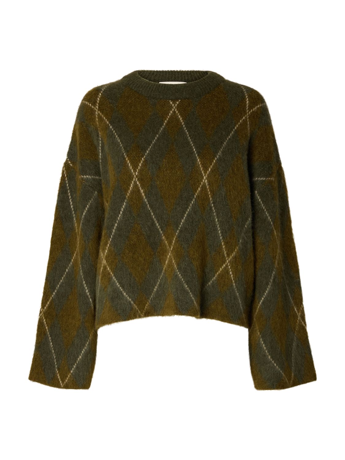Slwlulu Brushed Argyle Knit O-Neck Noos