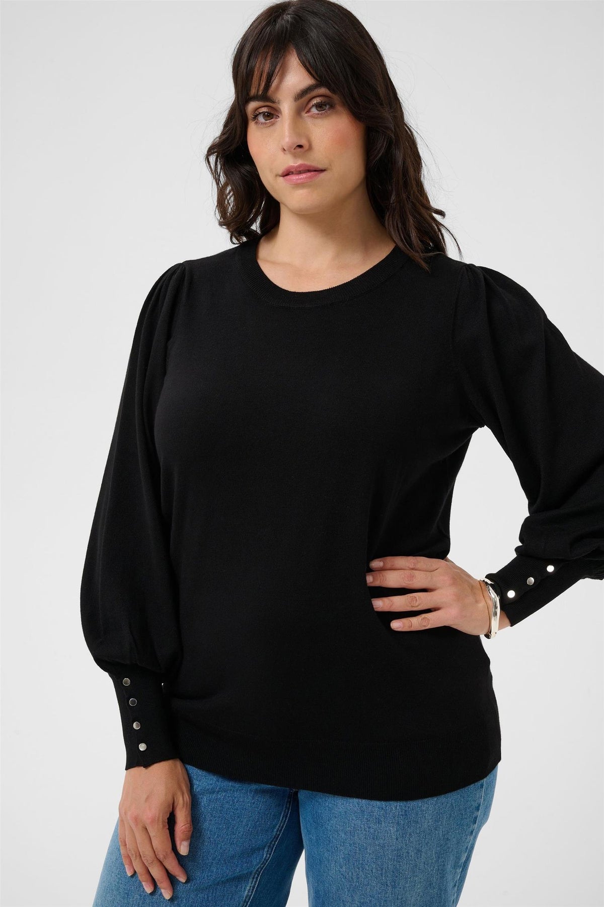 Kclizzy Round Neck Pullover Buttons