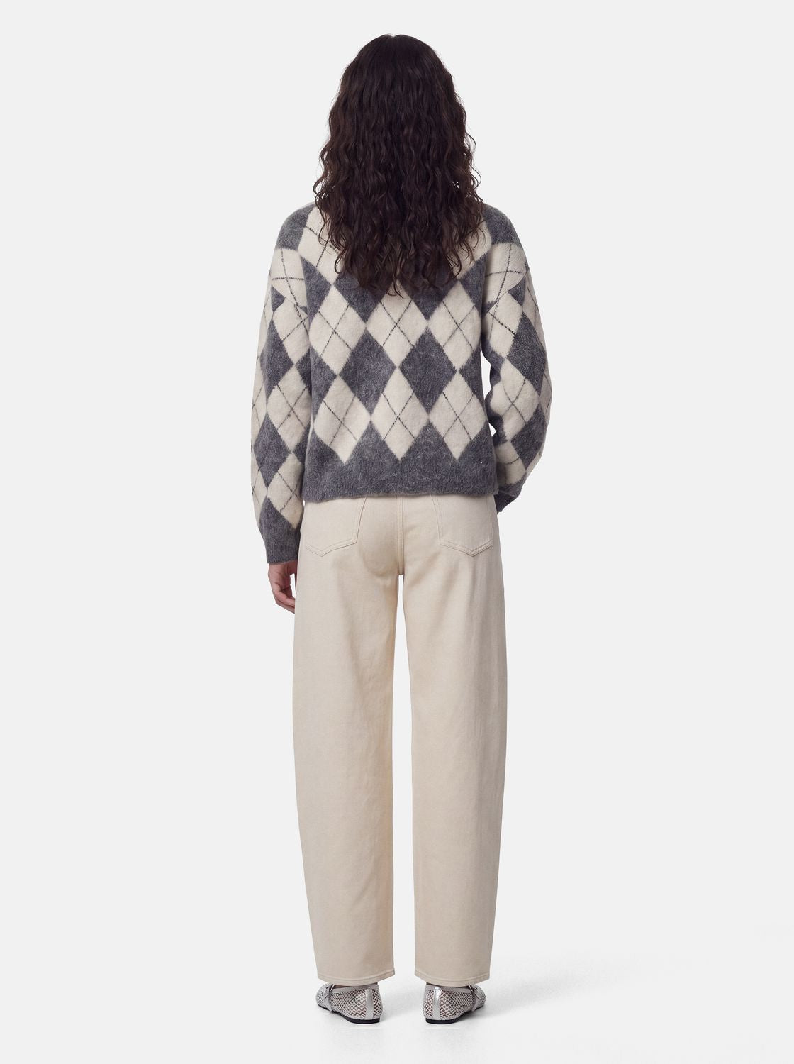 Pcalva Ls Loose O-Neck Check Knit