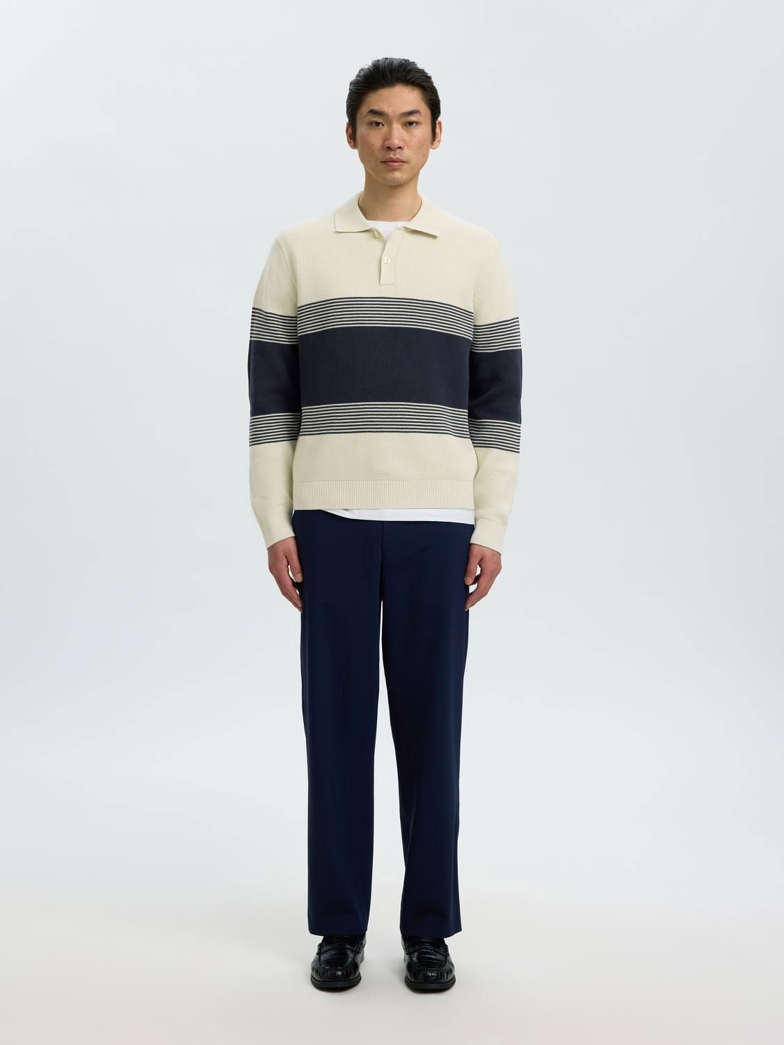Slmdane Ls Knit Stripe Polo