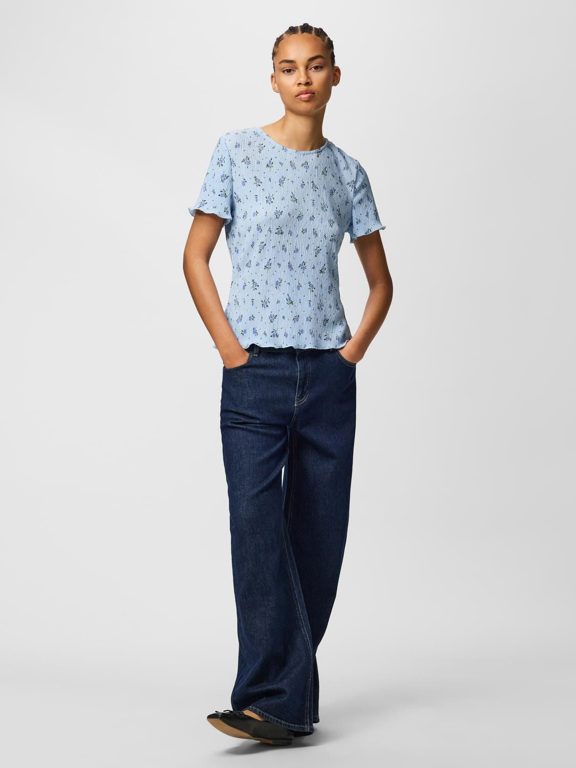 Pcflora Ss O-Neck Top Jrs Noos Bc