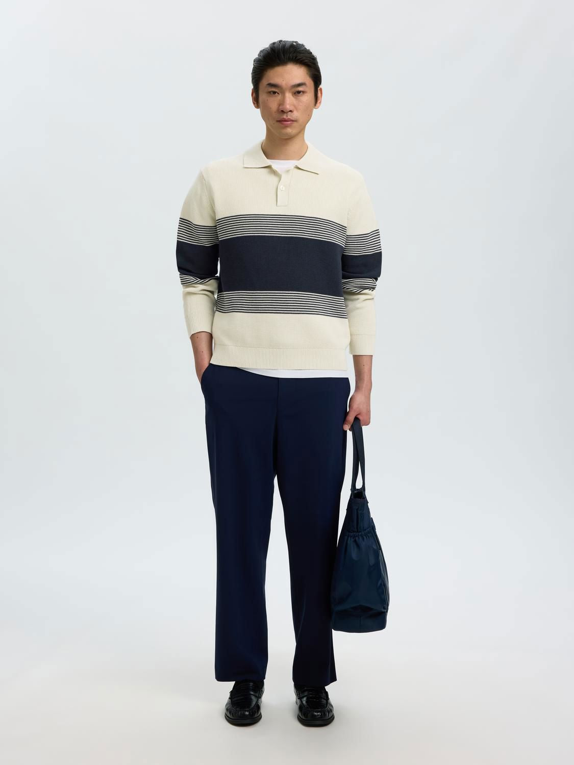 Slmdane Ls Knit Stripe Polo