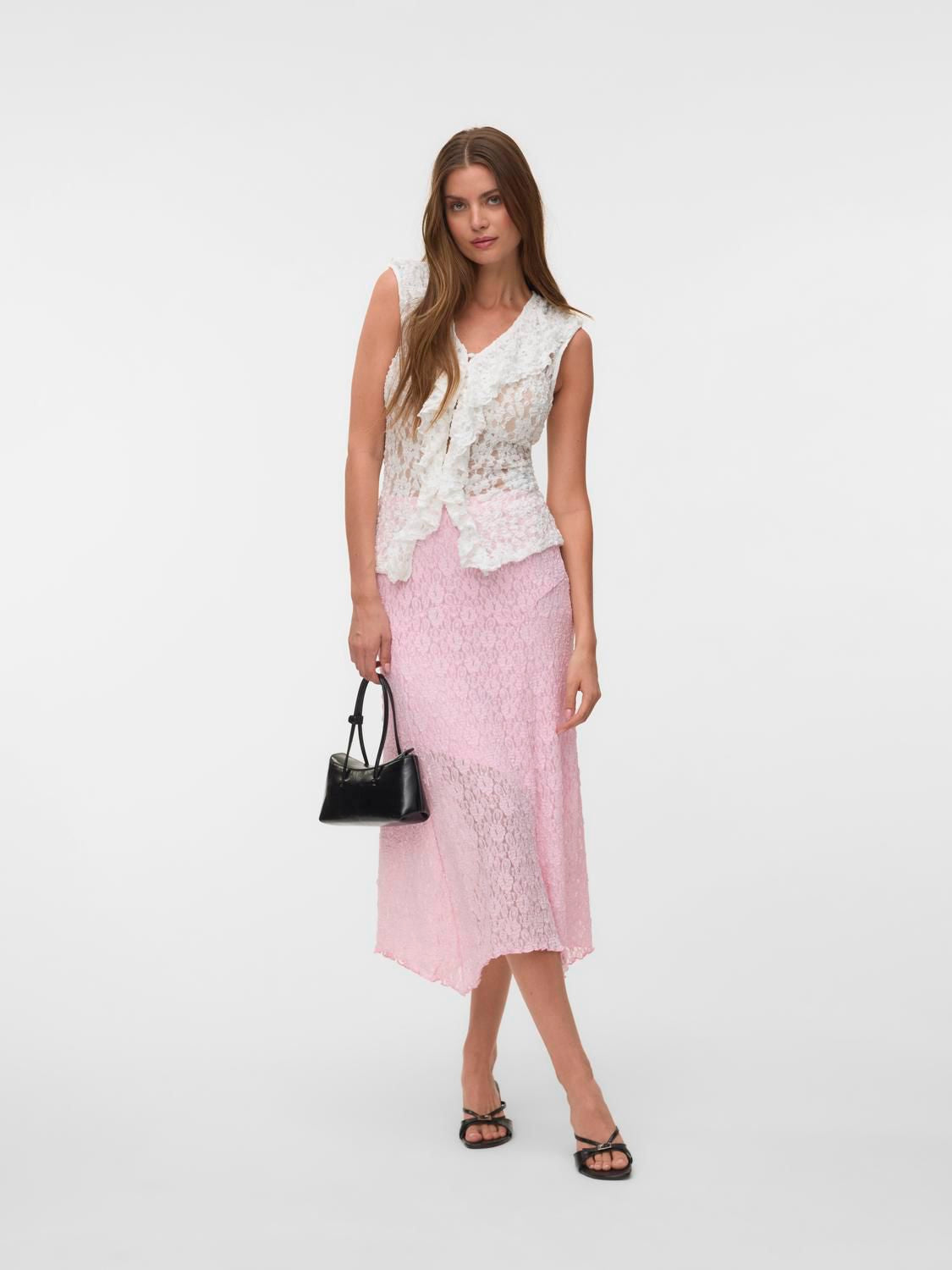 Awkienna Sl V-Neck Lace Top