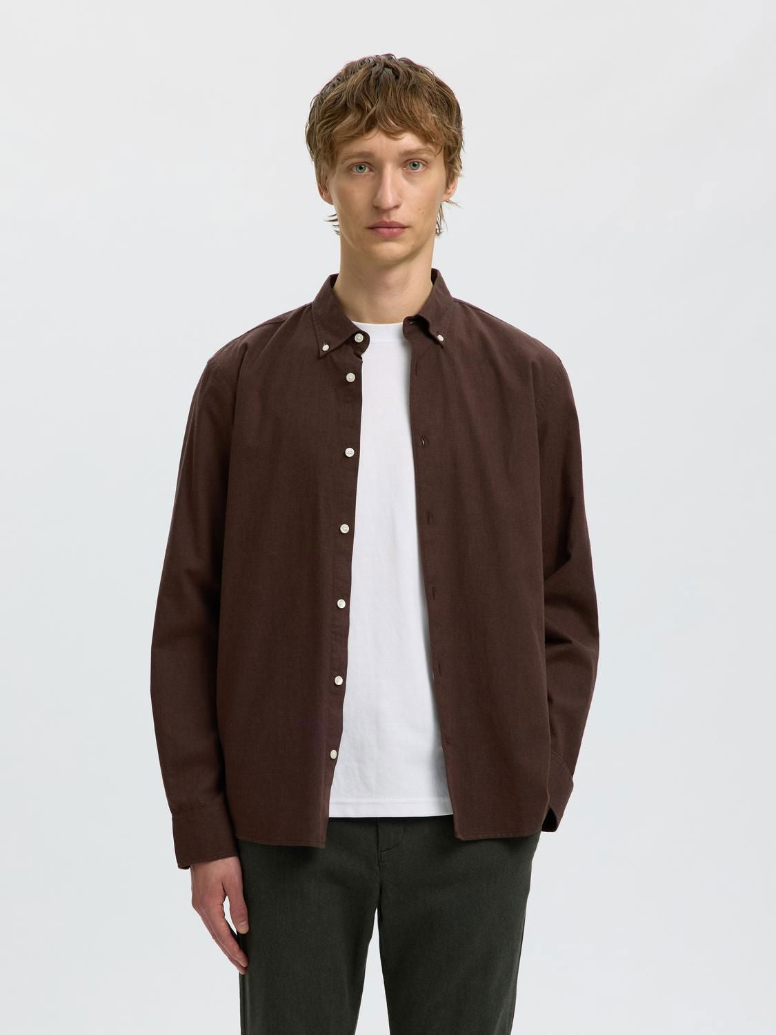 Slmcole-Jay Reg Melange Ls Shirt Noos